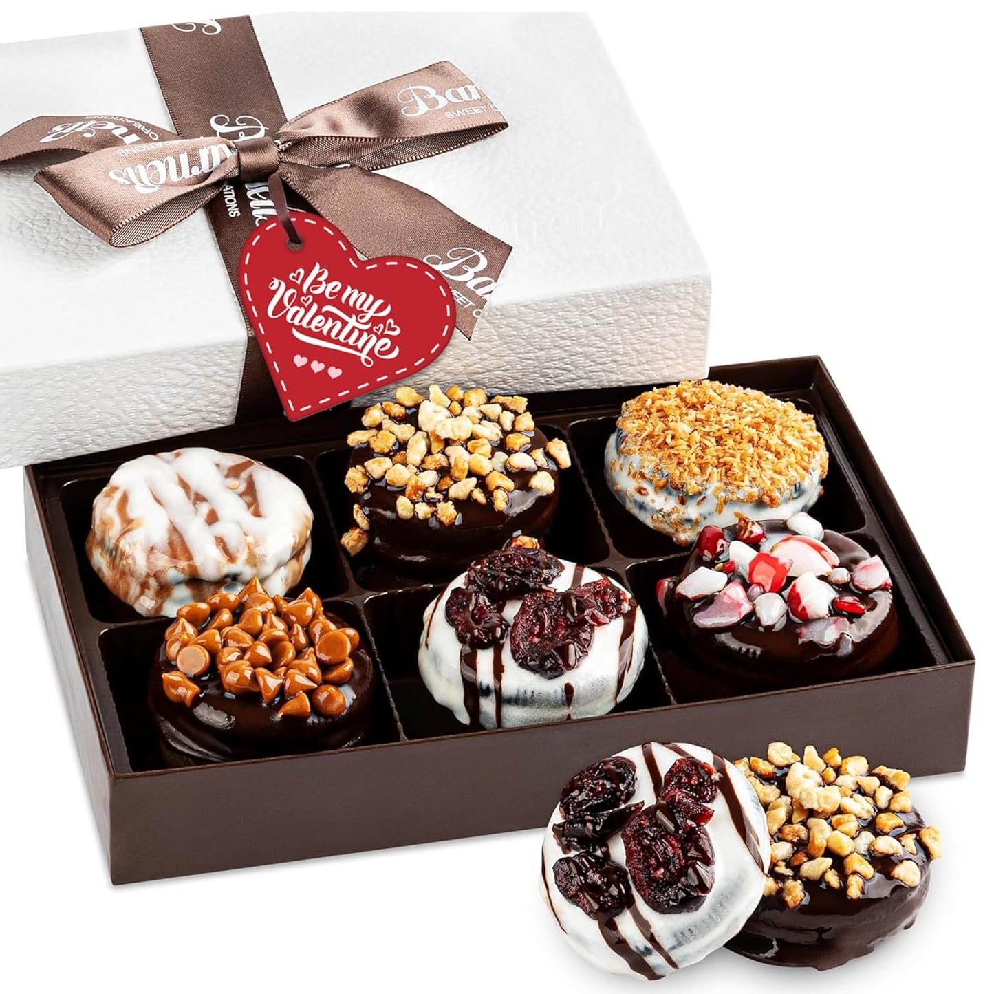 12 Chocolate Valentines Cookies Gift Basket, Gourmet Covered Candy Gift Box for Food Delivery, Cookie Gift Ideas for Galentines Friends Co-workers