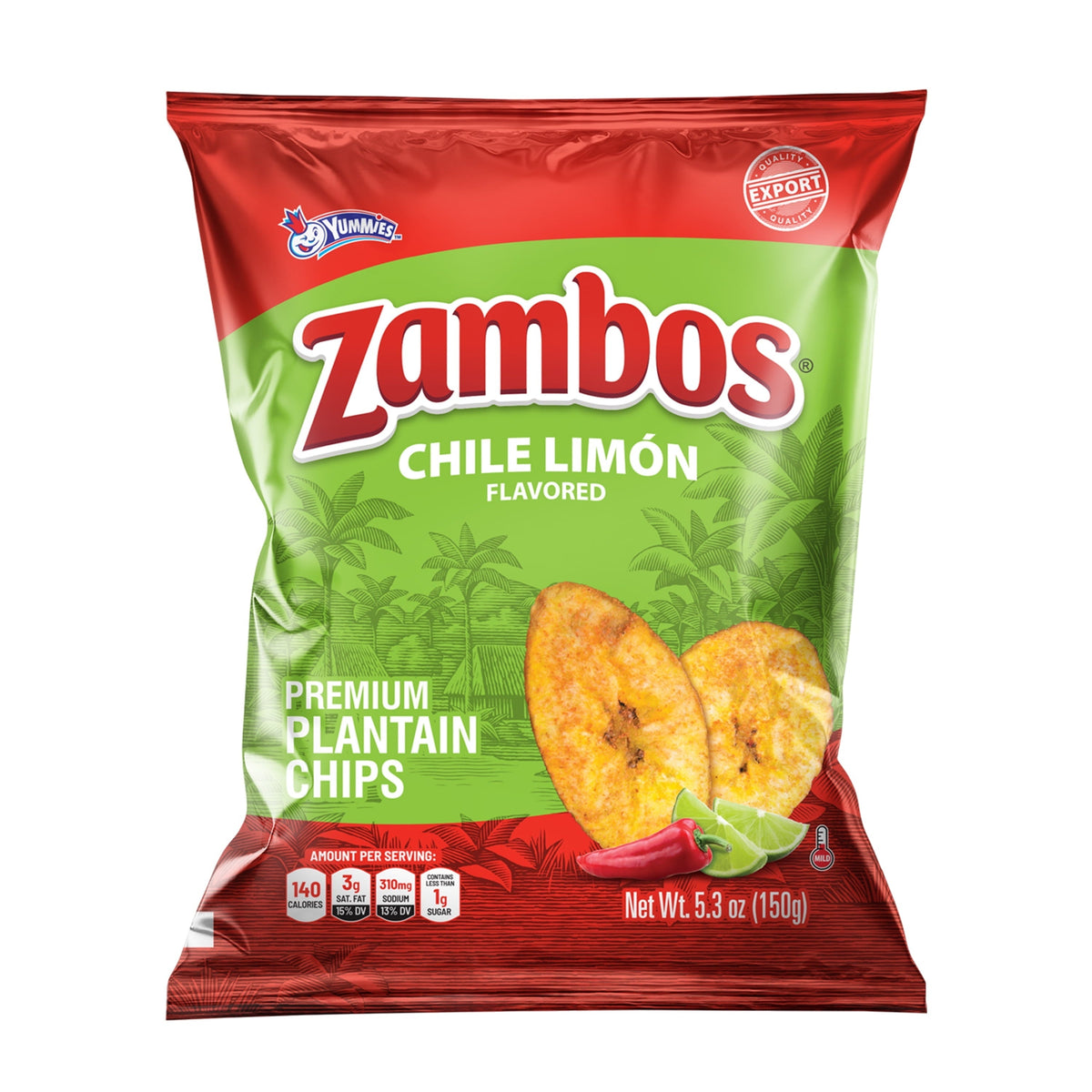 Yummies Zambos Plantain Chips Picositas Chili Lime 5.3 oz 24ct
