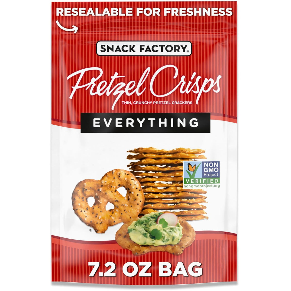 Snack Factory Pretzel Crisps Everything Bagel 7.2 oz 12ct