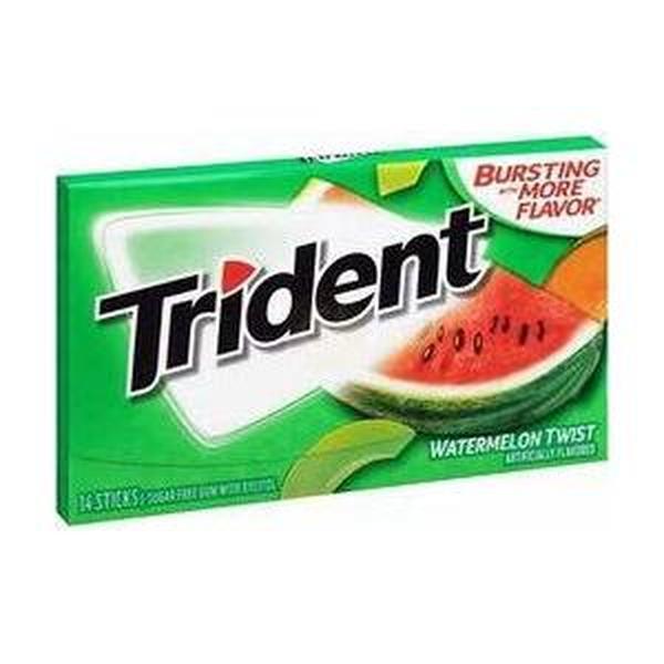 Trident Watermelon Twist Chewing Gum 12 Count Tray 14 Sticks Each Fruity Watermelon Gum