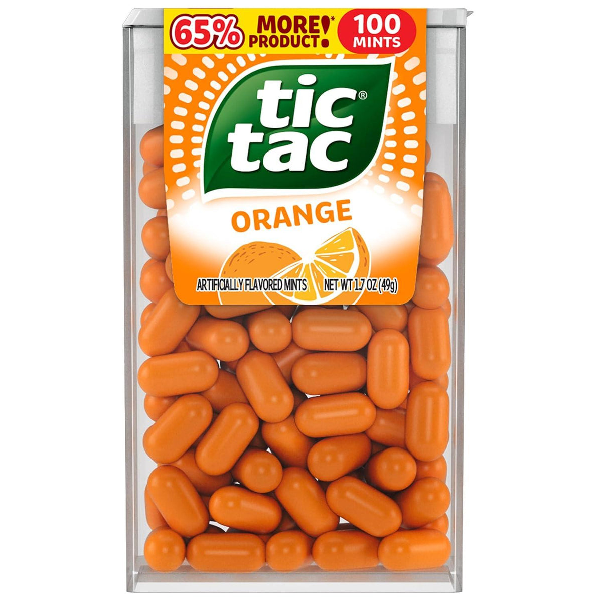 Tic Tac Orange Sugar Breath Mints, 1.7 oz, 12-Pack, Pocket-Size Fresh Breath Candy for Everyday Use