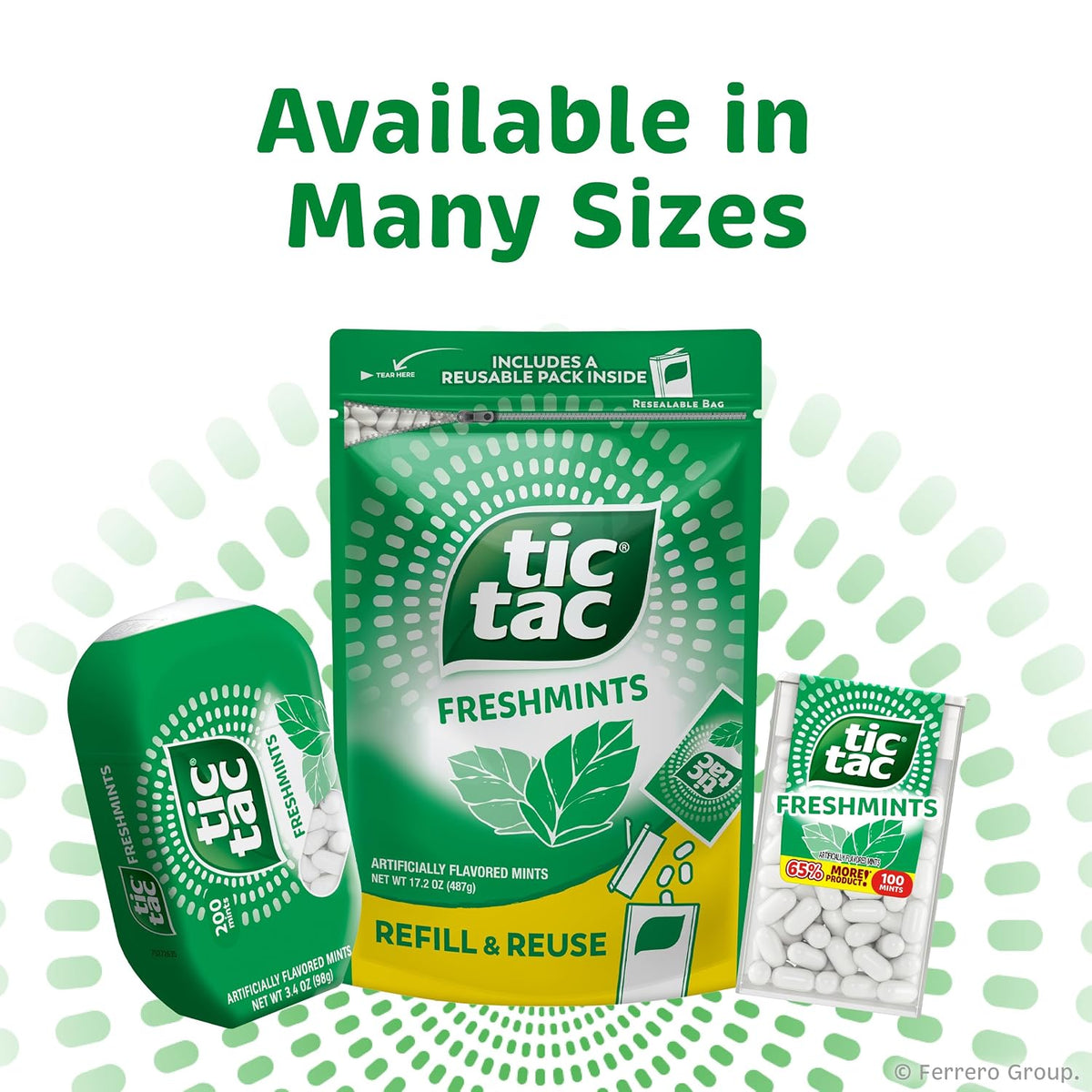Tic Tac Freshmint Breath Mints, 1.7oz 12-Pack, Gluten-Free Pocket-Size Breath Fresheners