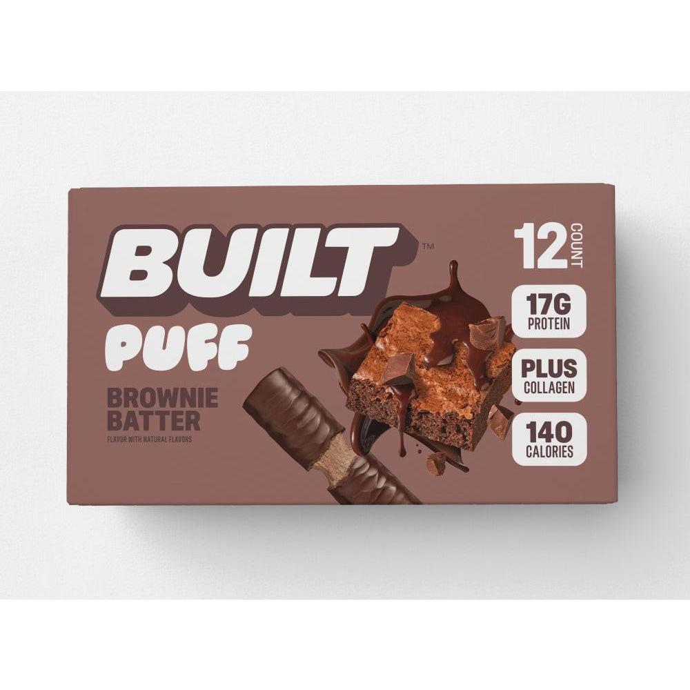 BUILT Puff Protein Bar Brownie Batter 1.41 oz 12 Count Chocolate Protein Snack Bars