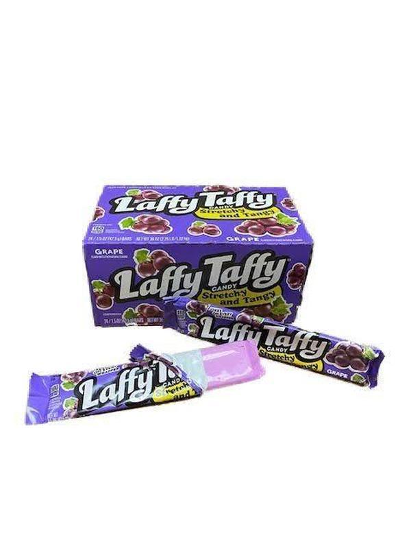 Laffy Taffy Grape Flavor Candy Bars - 1.5oz, 24 Count, Soft, Sweet, Stretchy & Tangy, Individually Wrapped Chewy Snack, Bulk Candy