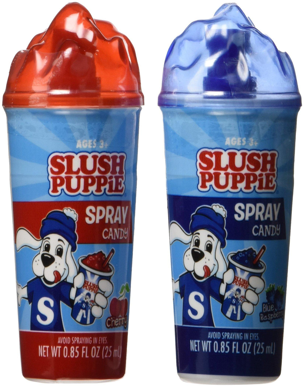 Slush Puppie Spray Candies, 12-Count Sugar-Based Snack Tray Pack, 0.84oz Each