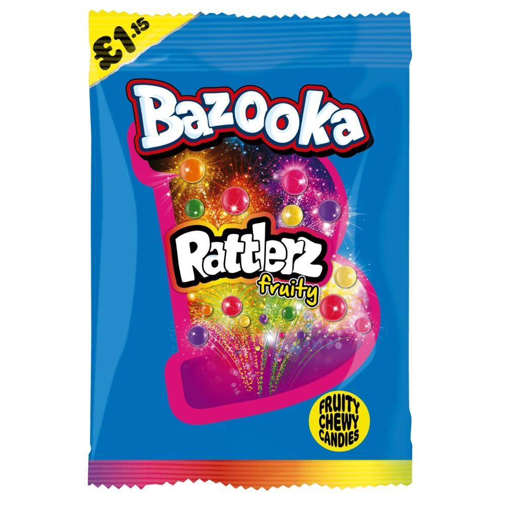 Bazooka UK Import Rattlerz Fruity Filled Chewy Candy 100g 12 Count Peg Tray Filled Candy