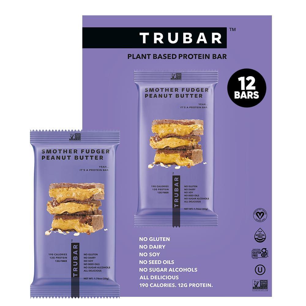 TRUBAR Protein Bar Smother Fudger Peanut Butter 1.76oz 12ct