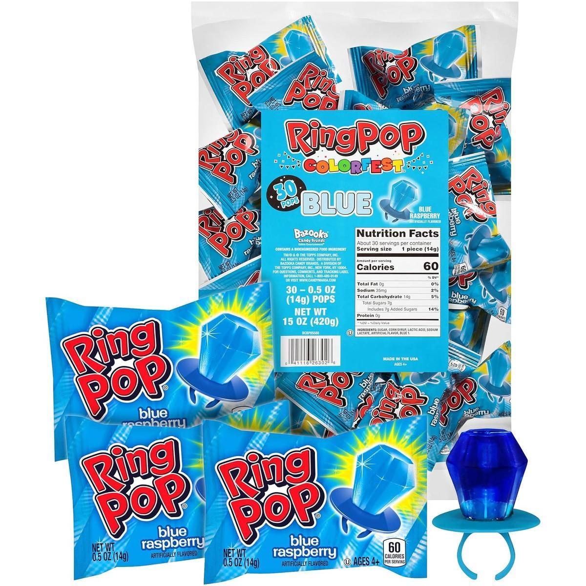 ThayerRing Pop All Blue Raspberry Lollipop Candy 30ct