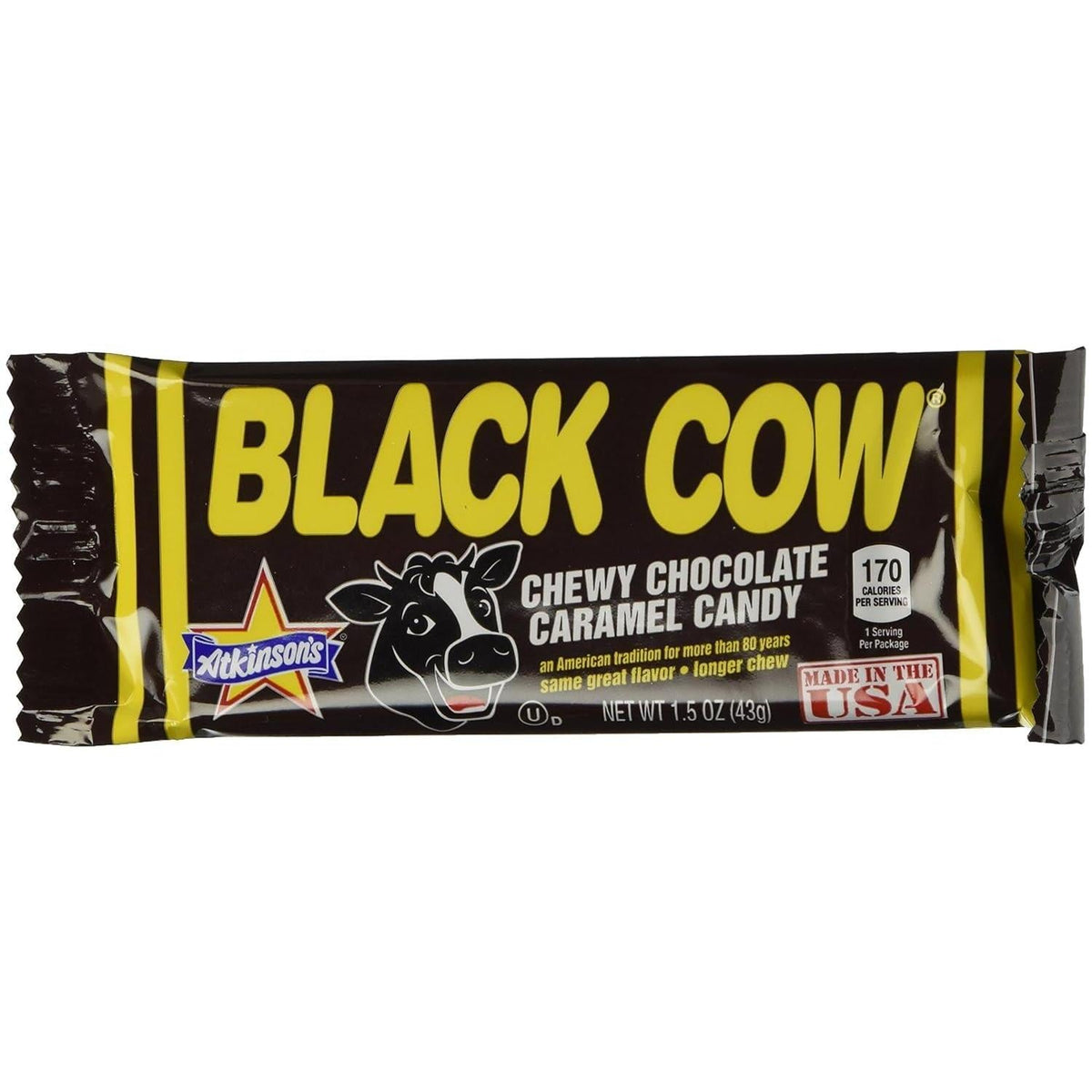 Atkinson Black Cow Chocolate Caramel Candy Bar 1.5 oz 24 ct