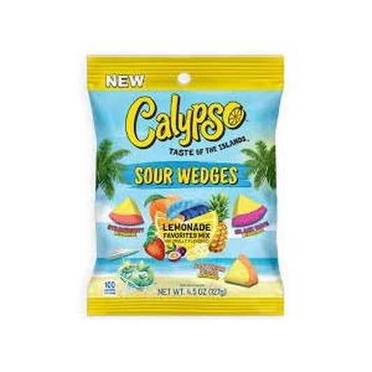Calypso Sweet Sour Fruit & Chewy Lemonade Favorites Wedges, 4.5 oz Sour Gummy Candy Peg Bags, 12 Count