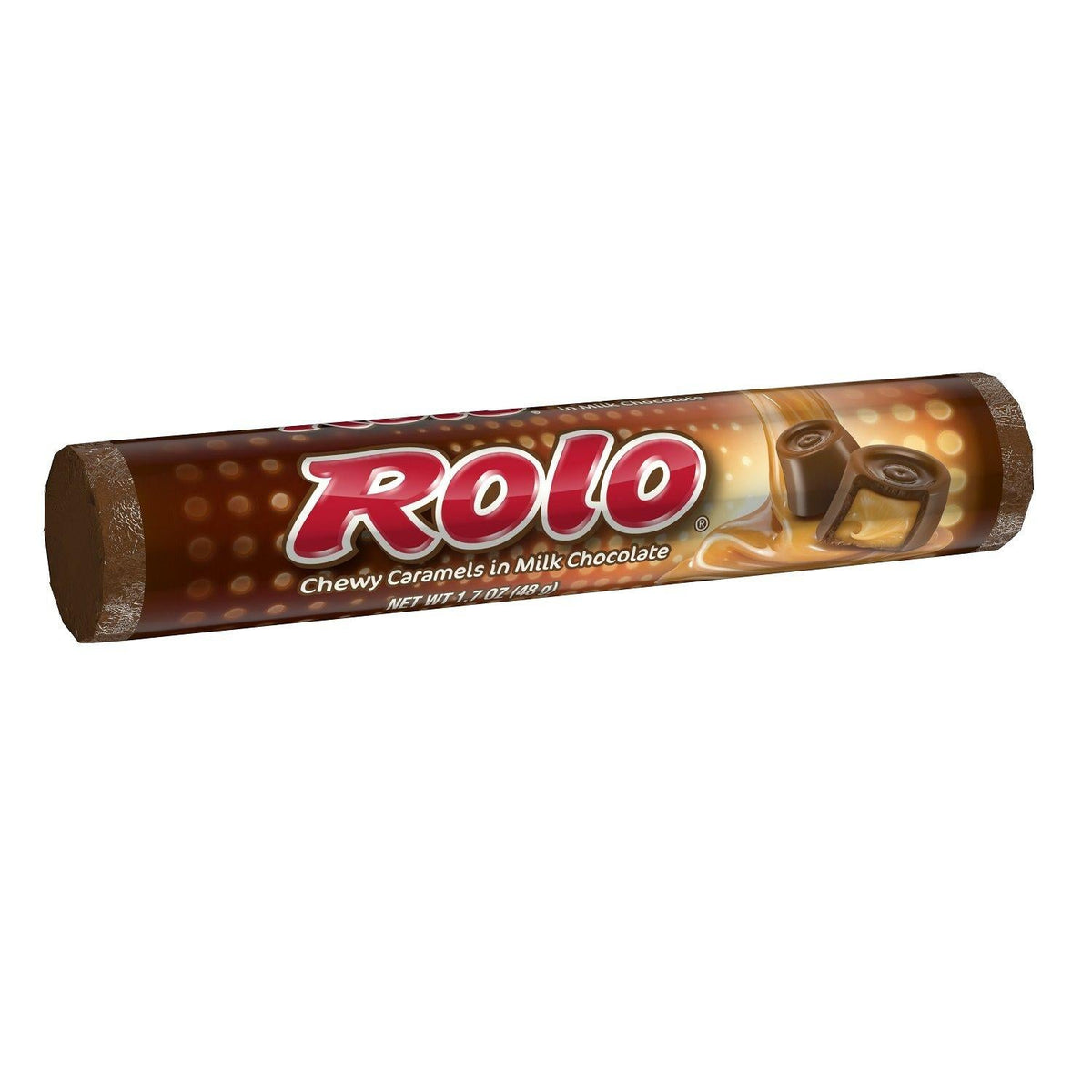 ROLO Creamy Caramel Milk Chocolate Candy Bars, 1.7 oz Each, 18-Count Sweet Snacks Pack with Candies