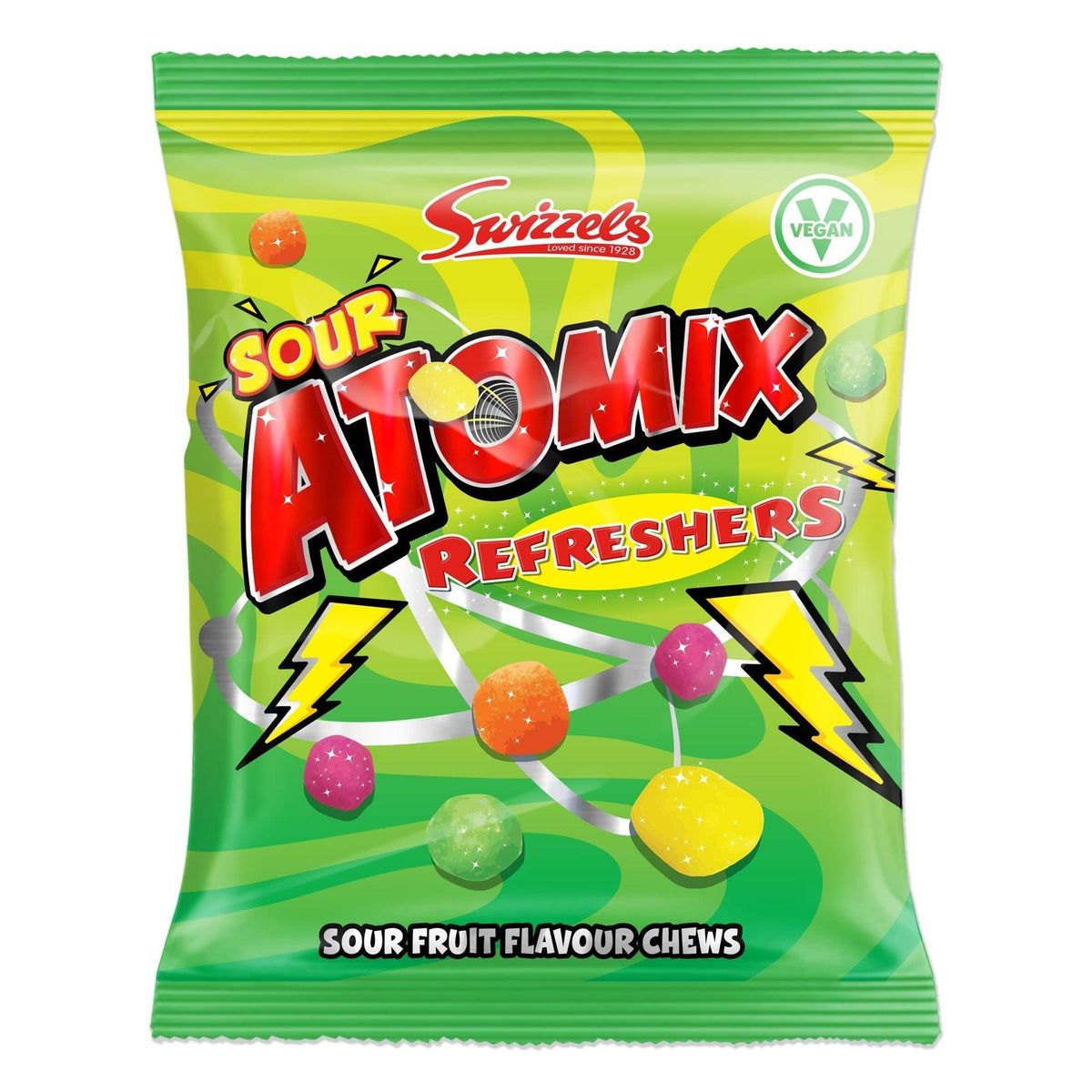 TDSSwizzels UK Sour Atomix Refreshers Chewy Sweet Candies, 110g Snack, 12 Pieces for Parties