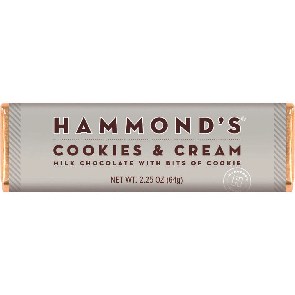 Hammonds Cookies and Cream Milk Chocolate Bars - 2.25oz, 12 Count, Chocolate Candy Bars with Cookie Bits