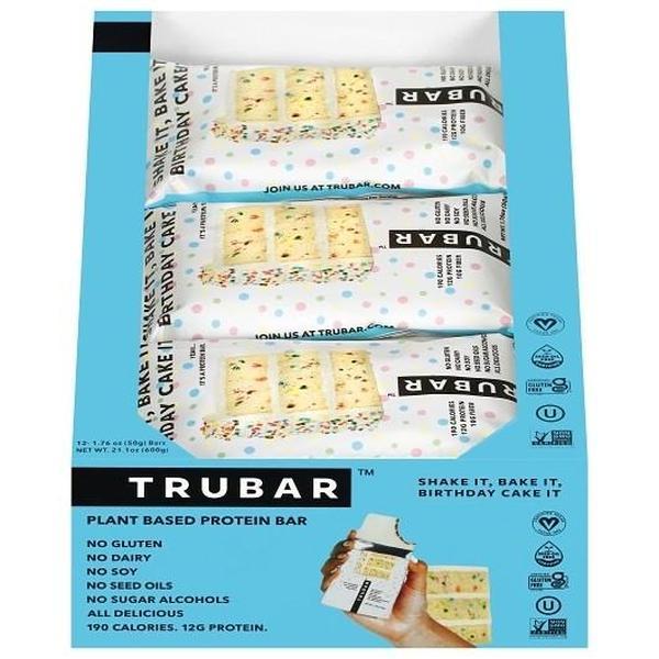 TRUBAR Protein Bar Birthday Cake 1.76 oz 12 Count Birthday Cake Flavored Protein Snack Bars