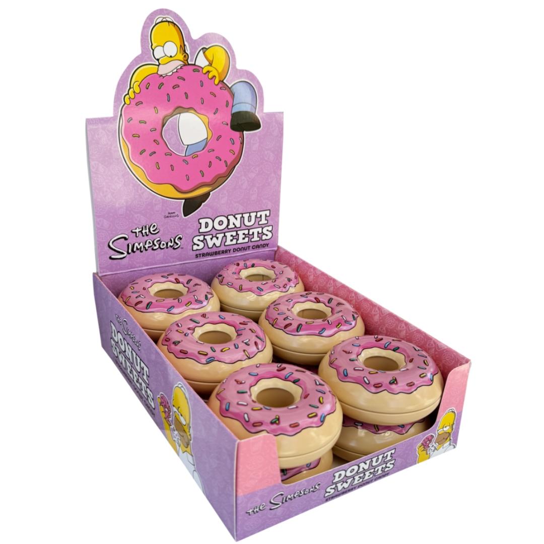 Boston America Simpsons Donut-Shape Tin Biscuit Base Candies, 12-Count Sweet Novelty Snacks