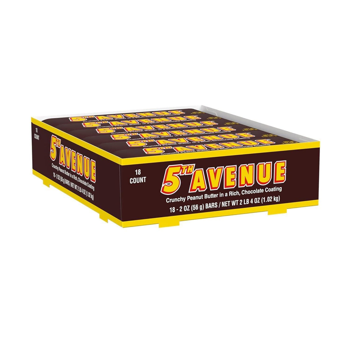 5th Avenue Peanut Choc Bars - Chocolatey Coated, Crunchy Peanut Butter, 2 oz, 18 Bars Snack Treats