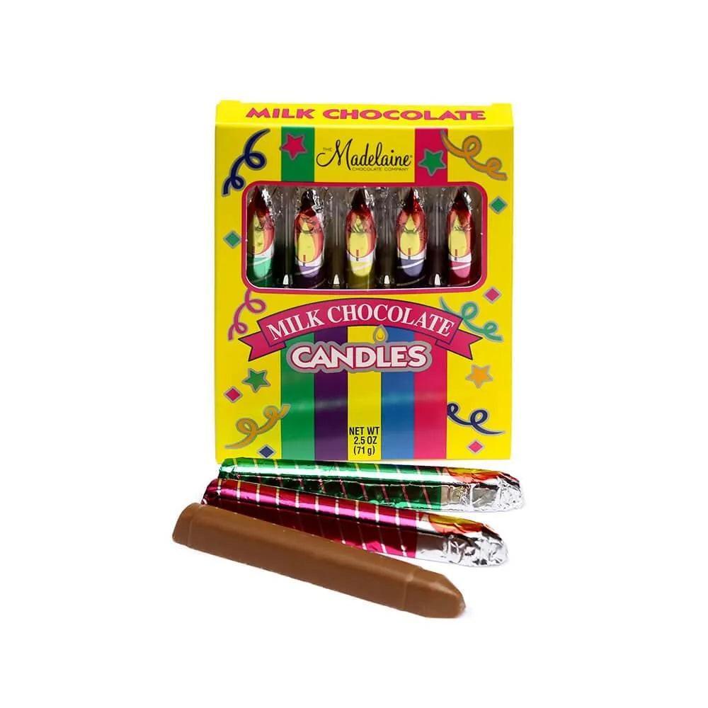 Madelaine Room Temp Milk Chocolate Solid Candles, 5-Count Box (6 Pack), Party Favor Chocolate Treat