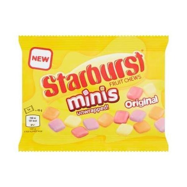 Starburst Minis Original Classic Chewy Fruit Chews, 24-Count Unwrapped Sugar-Based Sweet Bites, UK Import Bulk Share-Size Candy Bags for Parties, Snacking, Candy In Bulk
