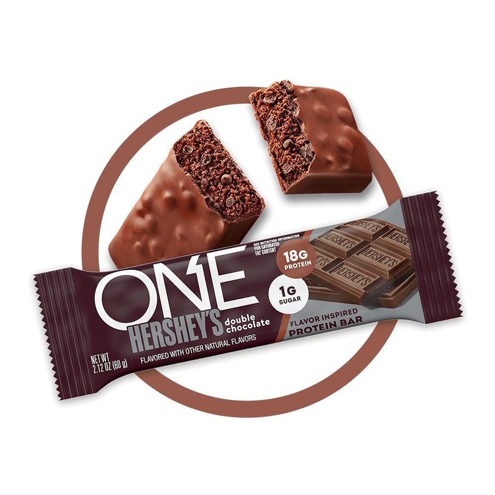 ONE Protein Bars Hersheys Double Chocolate 2.12 oz 12 Count High Protein Chocolate Snack Bars