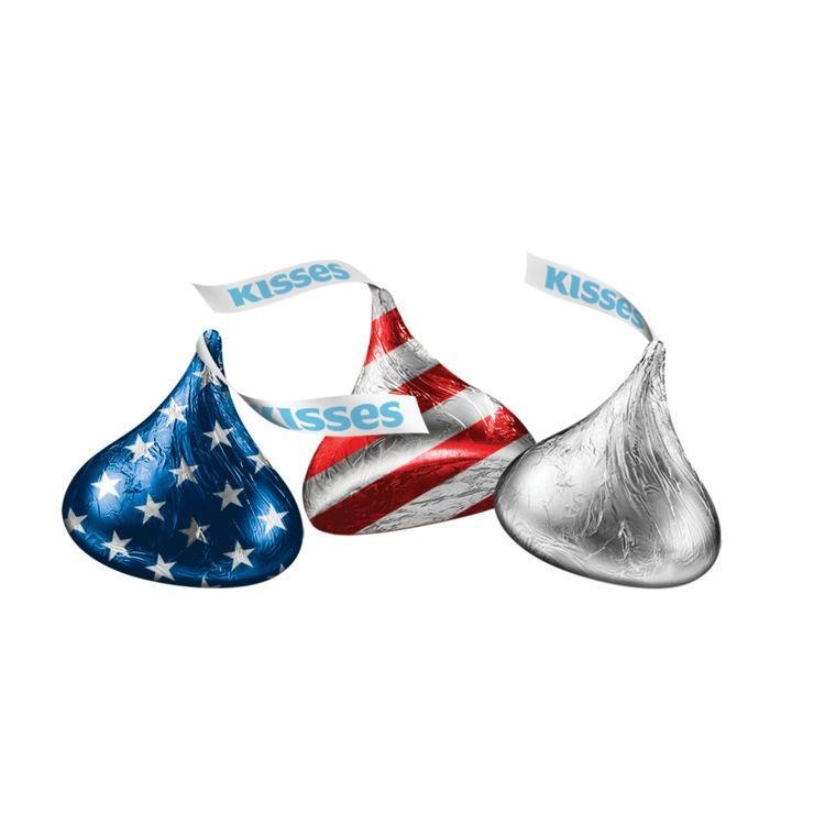Hershey's Milk Chocolate Kisses Candy - Flag Theme, Red-White-Blue, 2.25 lb