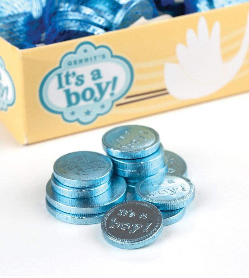 Gerrit It's a Boy Creamy Milk Chocolate Blue Coins, 1.5 oz, 18 Pieces Dessert Candies (Rich Flavor for Baby Shower Celebrations)
