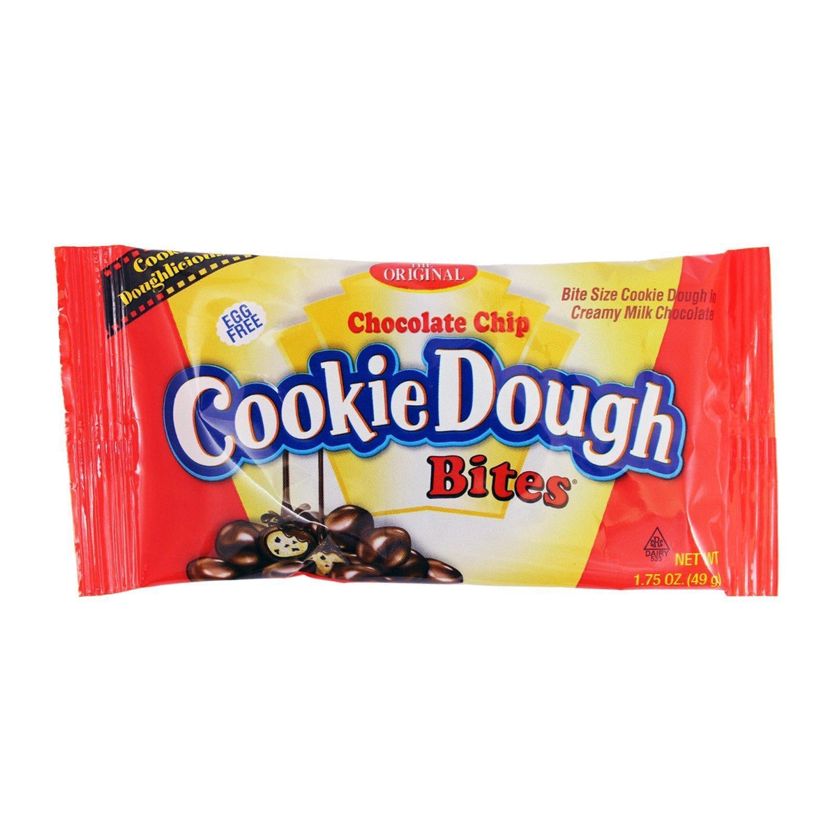 Edible Chocolate Chip Cookie Dough Bites, Soft Sweet Candies, 1.75oz Each, 24-Count Tray Snack