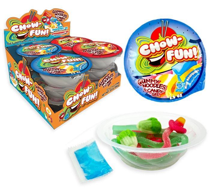 Chow Fun Gummy Noodles & Gel Bowls Candy in Bulk, Sweet Party Snack, 2.5oz, 12 Ct