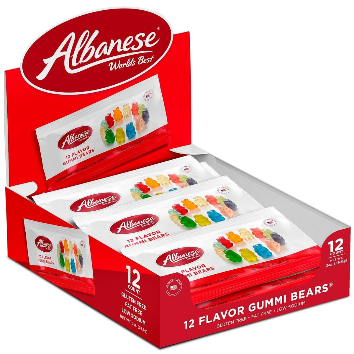 Albanese 12 Flavor Gummi Bears 12 Ct 2 Oz Tray