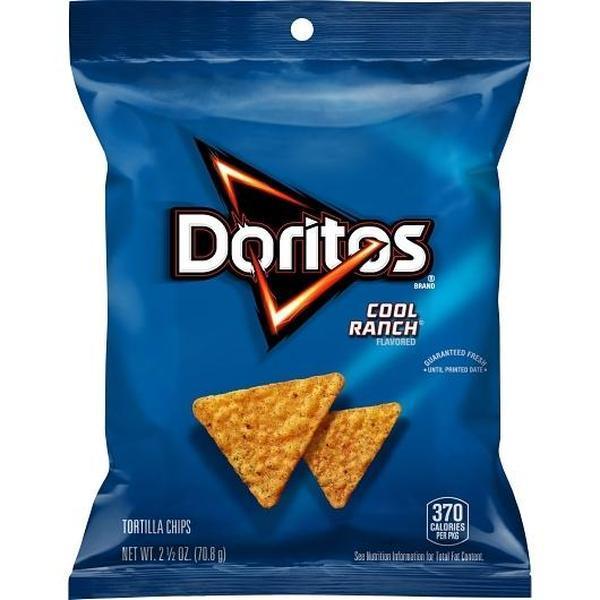 Doritos Cool Ranch Crispy Crunchy Savory Tortilla Chips, 2.5 oz XVL Snack Bags, 24 Count