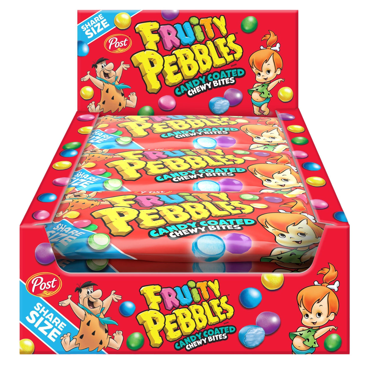 Fruity Pebbles Chew Bites Sugar-Based Candy Snacks, 3.75oz Tray Pack, 12-Count Fruity Cereal-Inspired Treats for Parties & Share-Size Snacking