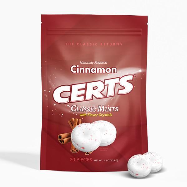 Certs Cinnamon Classic Candy Treats, 20-Piece Bag, 12-Count Tray, Sugar-Based Sweet Snack for Parties