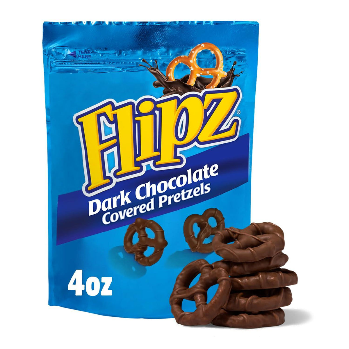 Flipz Dark Chocolate Covered Pretzels 5 oz 6 Count Sweet and Salty Chocolate Snack