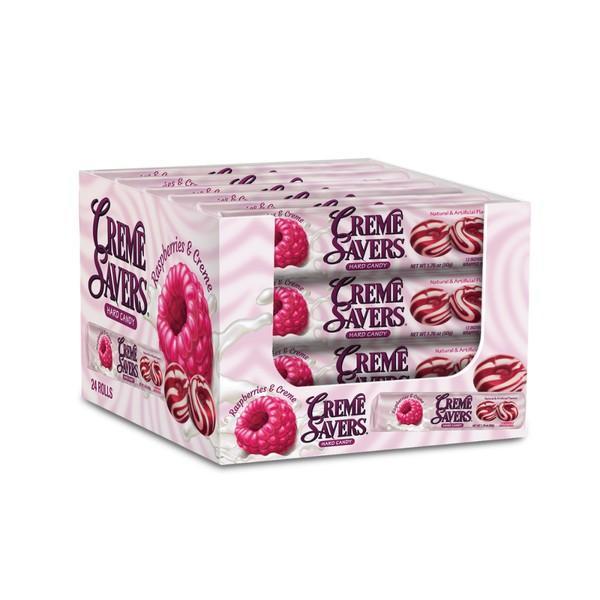 Creme Savers Raspberry Cream Candies - 1.75oz, 24-Count Pack, Sweet Party Snacks for Adults