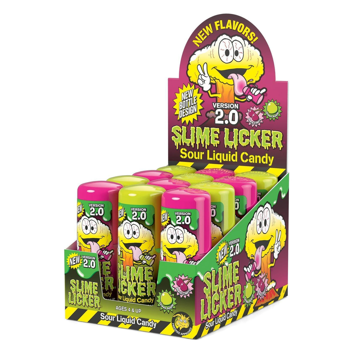 Slime Licker 2.0 Black Cherry & Green Apple Candy 12 Count Sour Rolling Liquid Candy | Fun Interactive Treats for Parties & Gifts