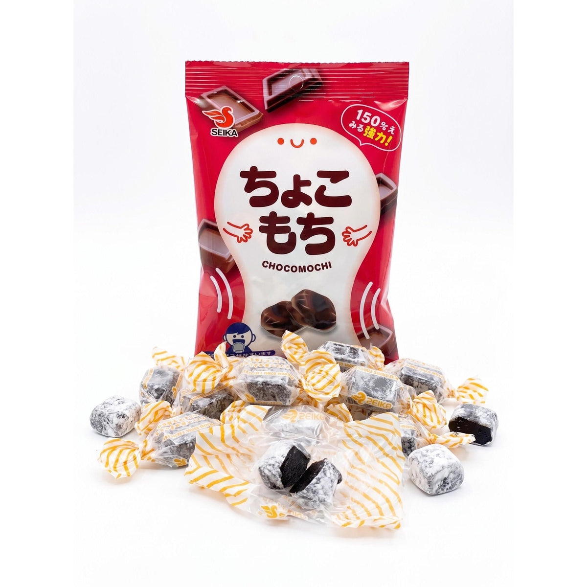 Seika Japan  Chocolate Mochi Soft Candy 1.23oz Bag 8ct Peg Tray