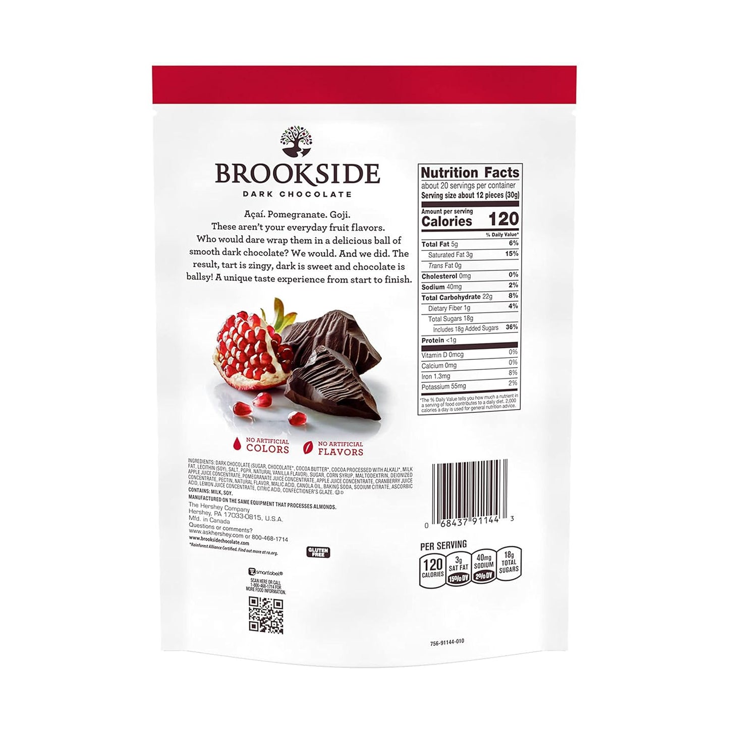 BROOKSIDE Dark Chocolate and Pomegranate Flavored Snacking Chocolate Bag, 21 oz