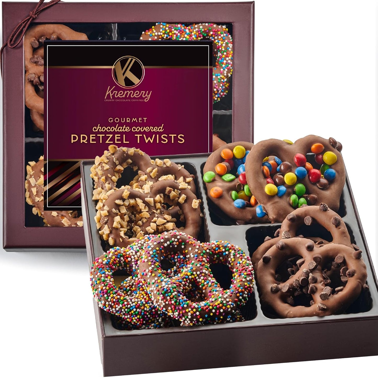 KREMERY Creamy Chocolate Cravings - Purim Mishloach Manot Chocolate Covered Sandwich Cookies And Cream Gift Basket (12 Count) Birthday Sweet Treats - Assorted Candy Toppings - Kosher Dairy