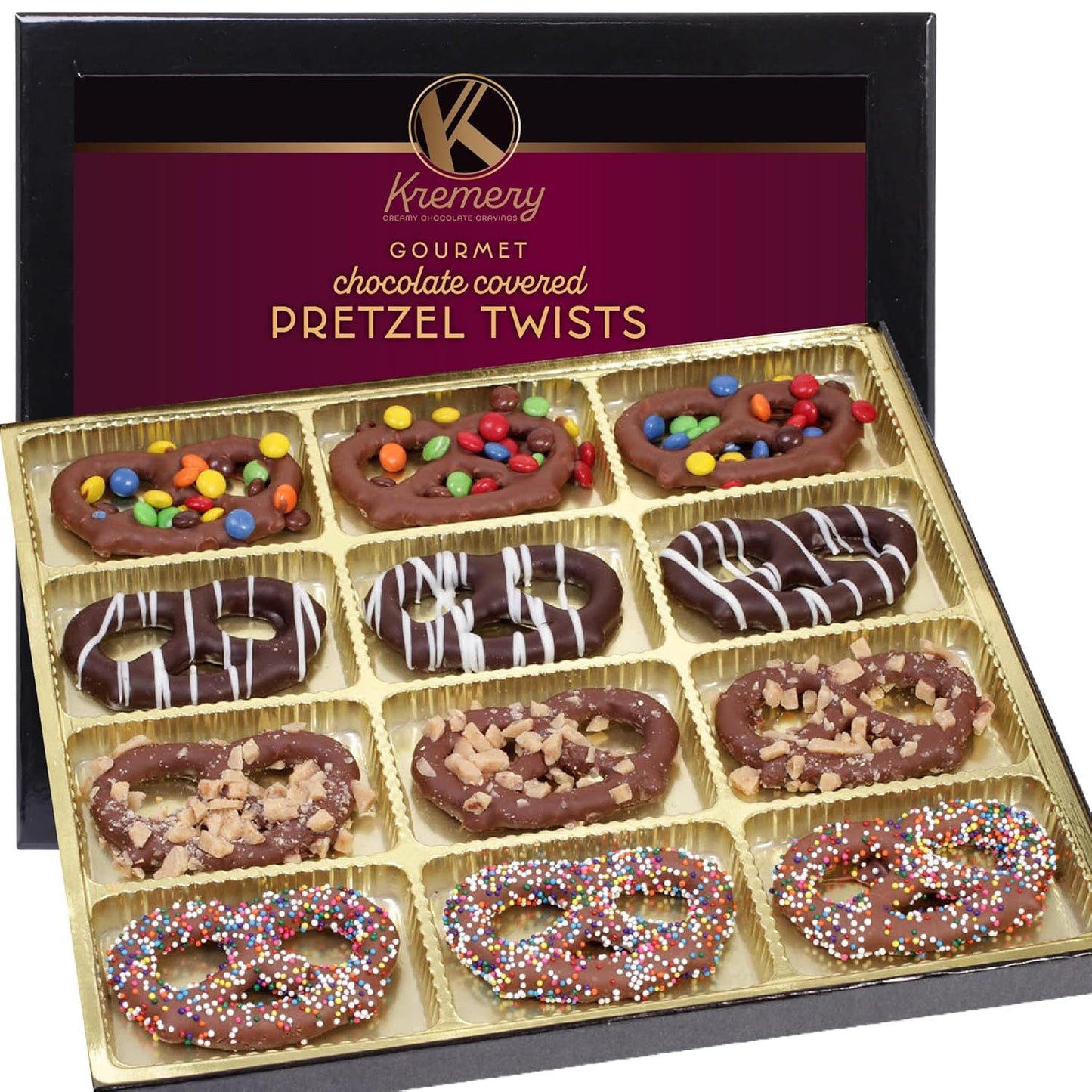 KREMERY Creamy Chocolate Cravings - Purim Mishloach Manot Chocolate Covered Sandwich Cookies And Cream Gift Basket (12 Count) Birthday Sweet Treats - Assorted Candy Toppings - Kosher Dairy