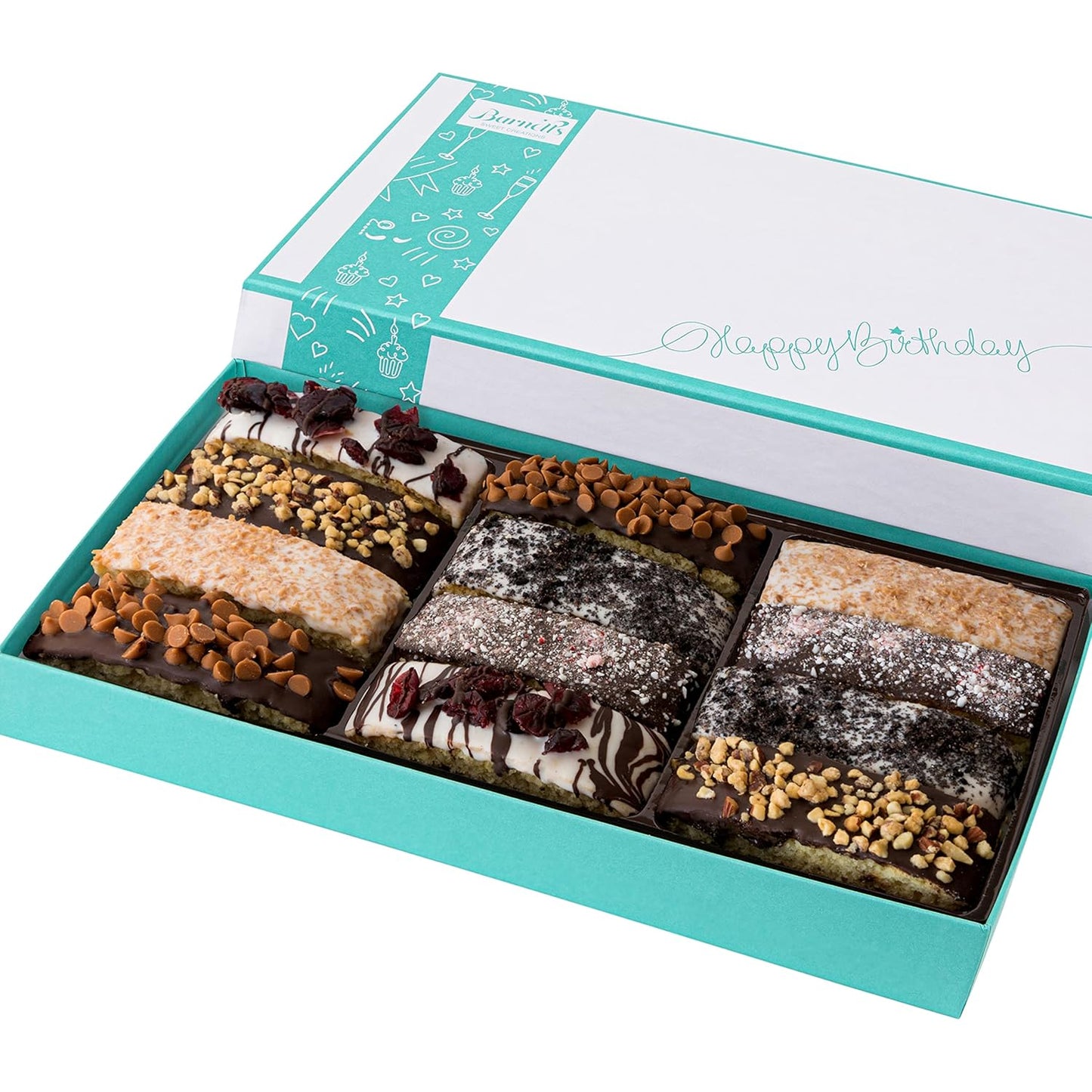 12 Valentines Chocolate Biscotti Gift Box, Gourmet Cookie Gift Basket for Him and Her Food Delivery, Fancy Cookies Gift Baskets Ideas for Wife Mother Husband