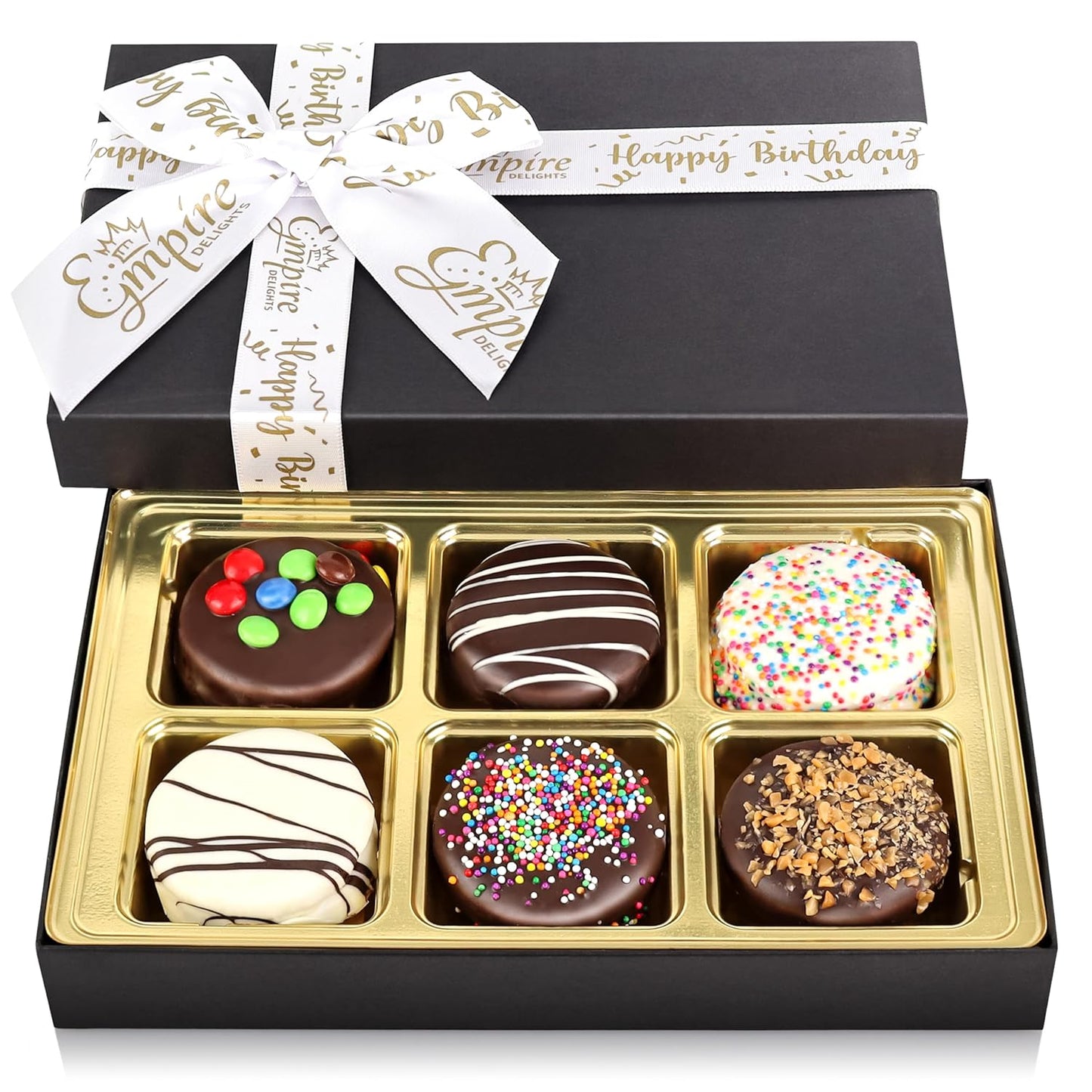 Birthday Cookies Gift Basket for Men and Women – Gourmet Chocolate Cookies, Happy Birthday treats for Food Gifts by Empire Delights, 12 Count Chocolate Gift Box
