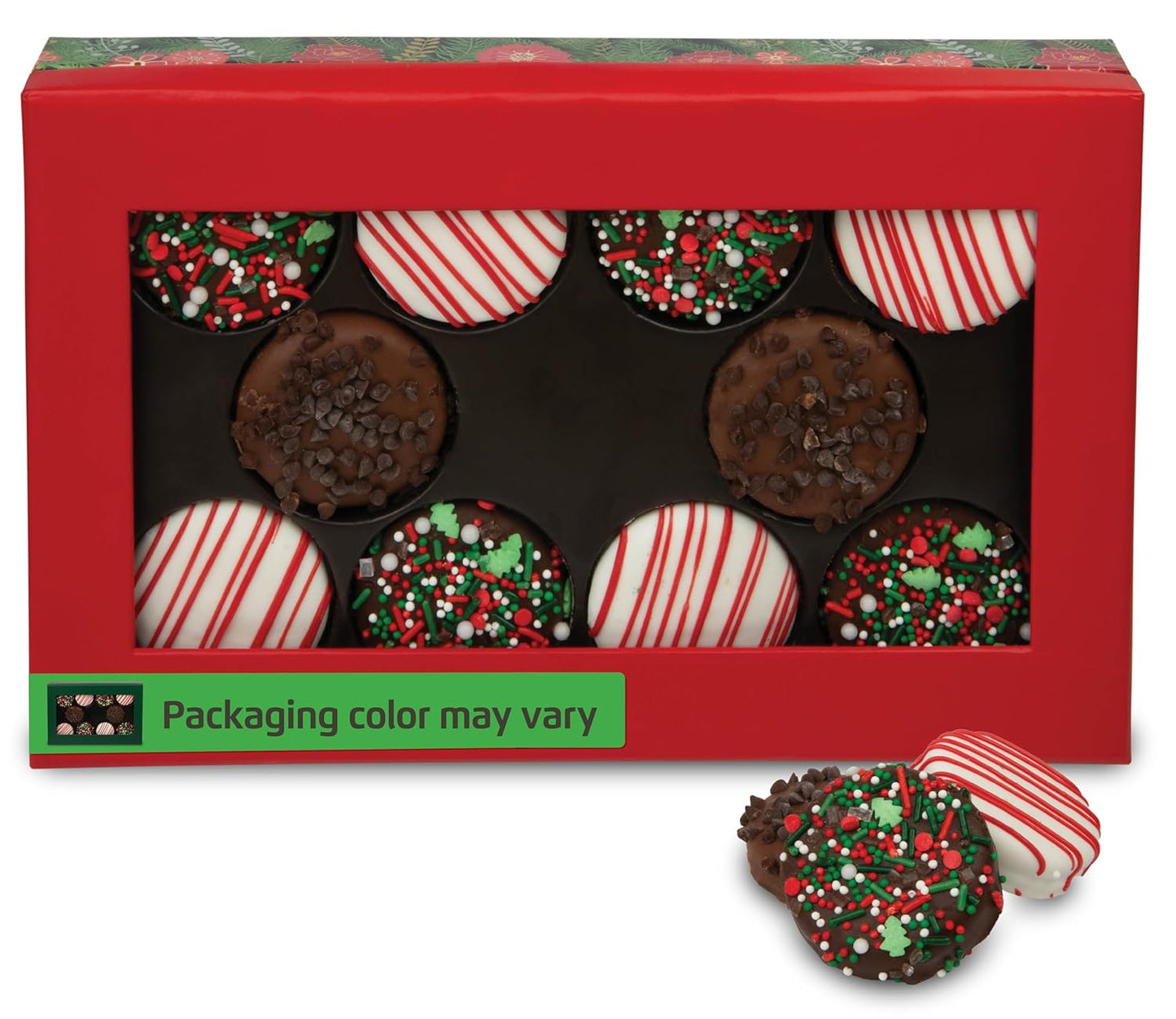 Chocolate Covered Cream Filled Cookies by Chocolate Works, Gourmet Christmas Chocolate Gift Box, Milk Chocolate Coated Cookies, Santa Claus and Snowman Gift, 6 Premium Chocolate Treats Packs