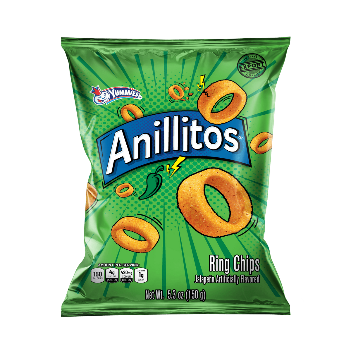 Yummies Anillitos Ring Chips Jalapeno 5.3 oz 24 ct Import