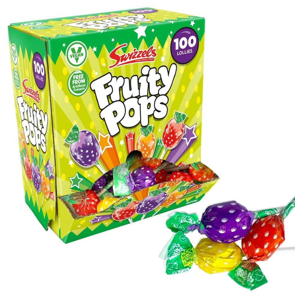 Swizzels UK Fruity Pops Assorted Fruit Lollipops 100ct Changemaker