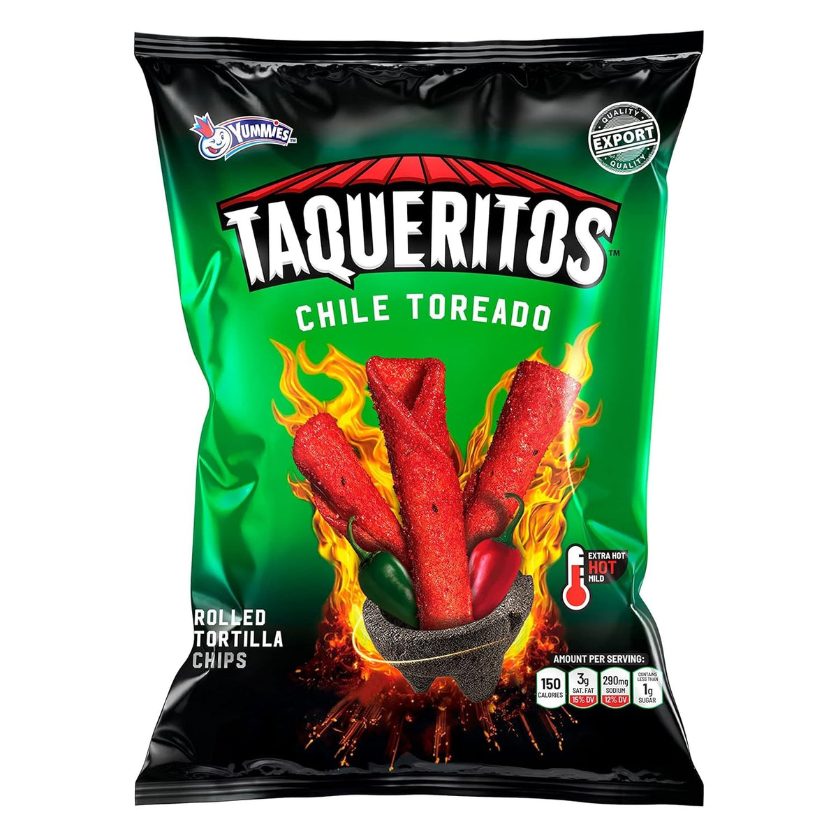 Taqueritos Rolled Tortilla Chips Chile Toreado 8 oz 20ct Box