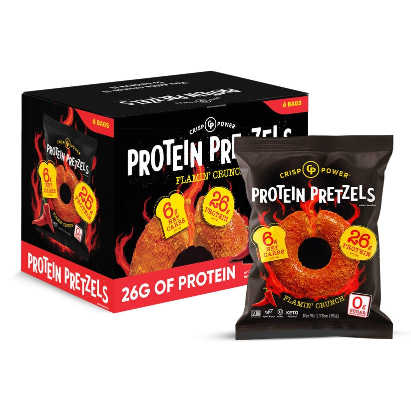 Crisp Power Protein Pretzels Flamin Crunch Hot  1.75 oz 6 ct