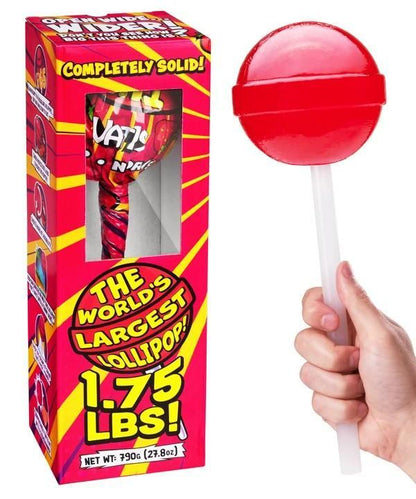 VAT19 World's Largest Solid Strawberry Lollipop - 1.75 lb, 12.5 Inch Pure Sugar Giant Candy Pop, Pure Sugar Candy