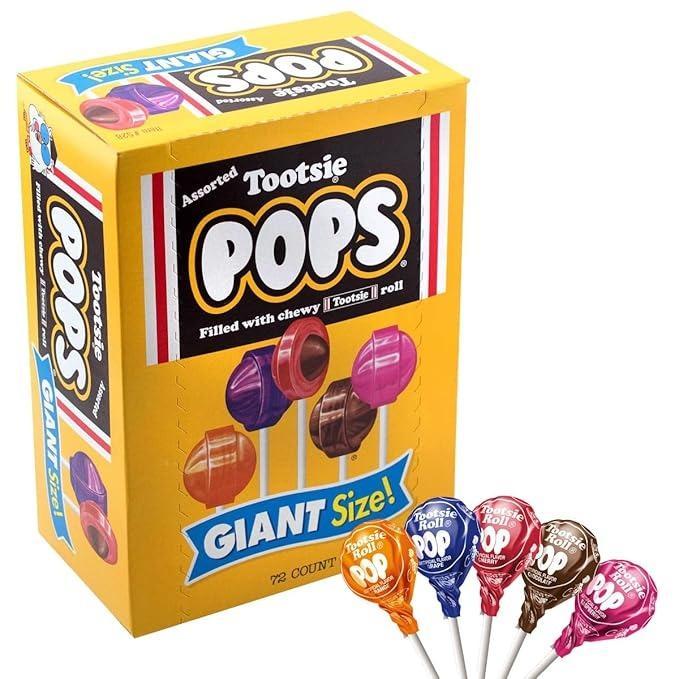 Tootsie Pop Giant Size Lollipop 72 Count Assorted Flavors Candy Pops Bulk Party Treats