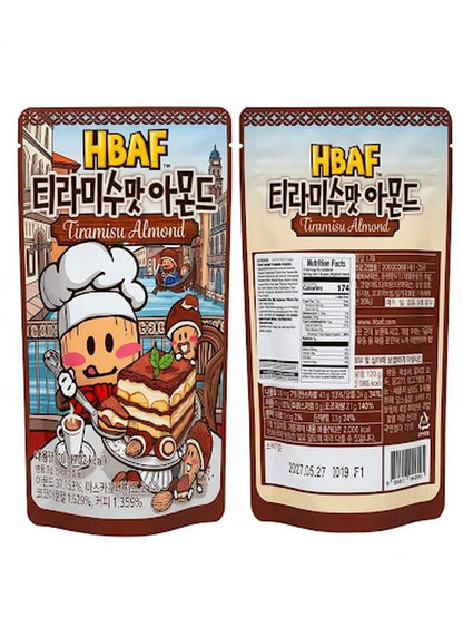 HBAF Korea Imported Tiramisu-Covered Almond Snack, 4.23 oz, 5 Pieces, Room Temp Korean Nuts Dessert