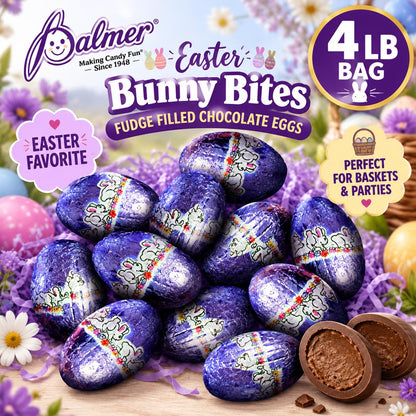 Palmer Easter Bunny Bites Fudge Candy Eggs, 4 lbs Bulk Bag Holiday Chocolate Snacks