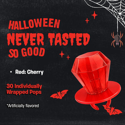 Ring Pop All Cherry Red Flavor Wearable Lollipop Candy, 30-Count Sweet Snack Candies for Birthday Celebrations